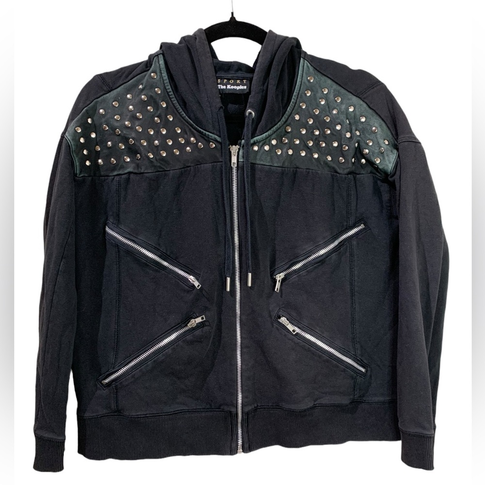 The Kooples Sport Silver Studded and Faux Leather Jacket
